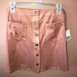 Button up faux suede skirt